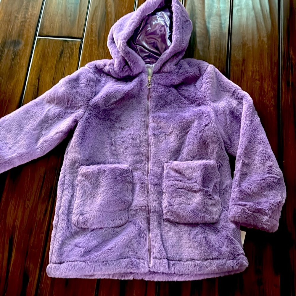 Plush faux fur girls coat, YL 14/16